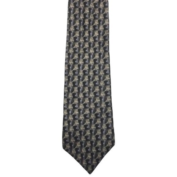 Baracuta Silk Tie Mens‎ Patterned Dark All Silk Egyptian Motif Vintage Preppy - Picture 4 of 7